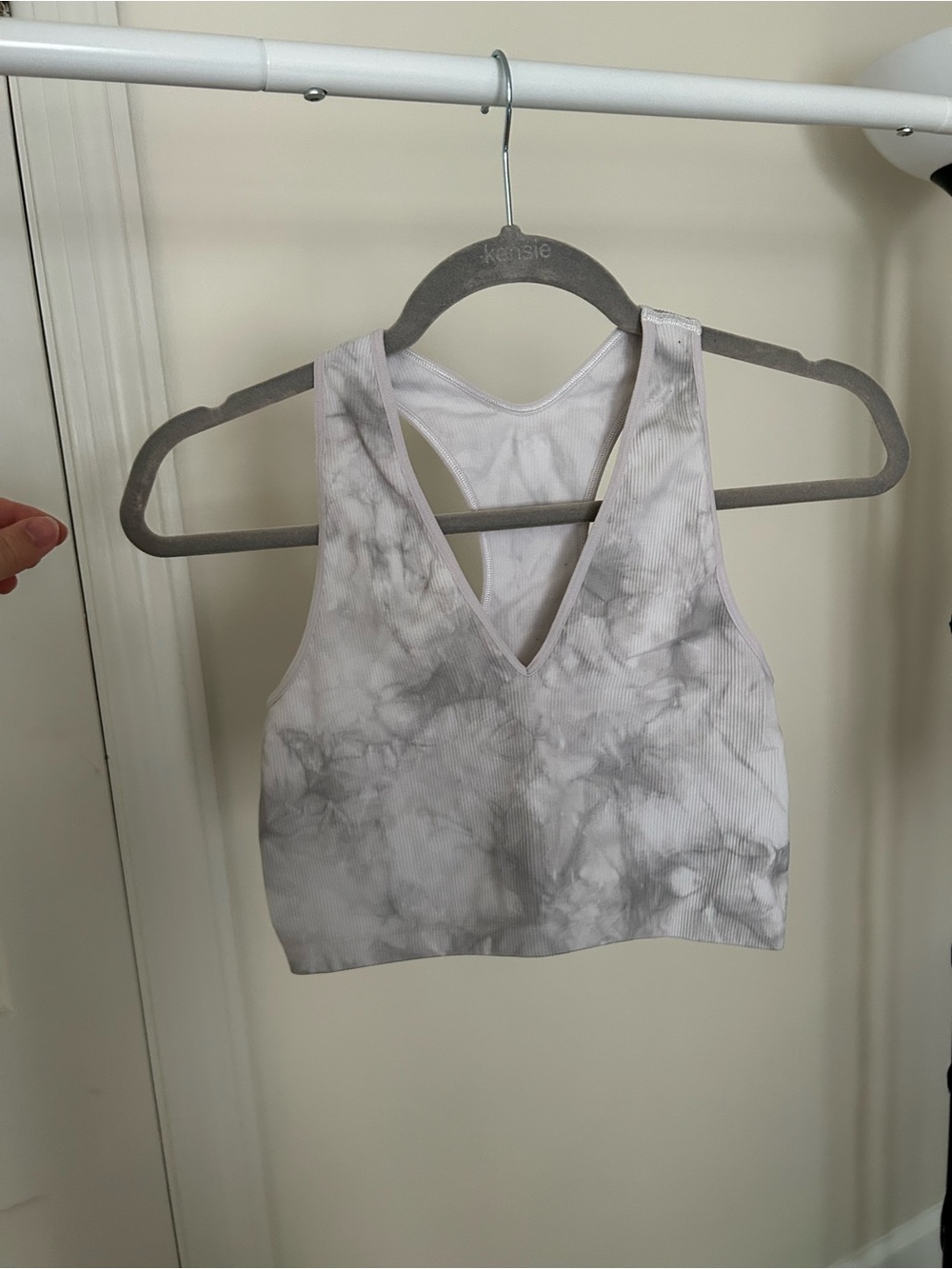 DSG Gray Tie-Dye V-Neck Crop Sports Bra